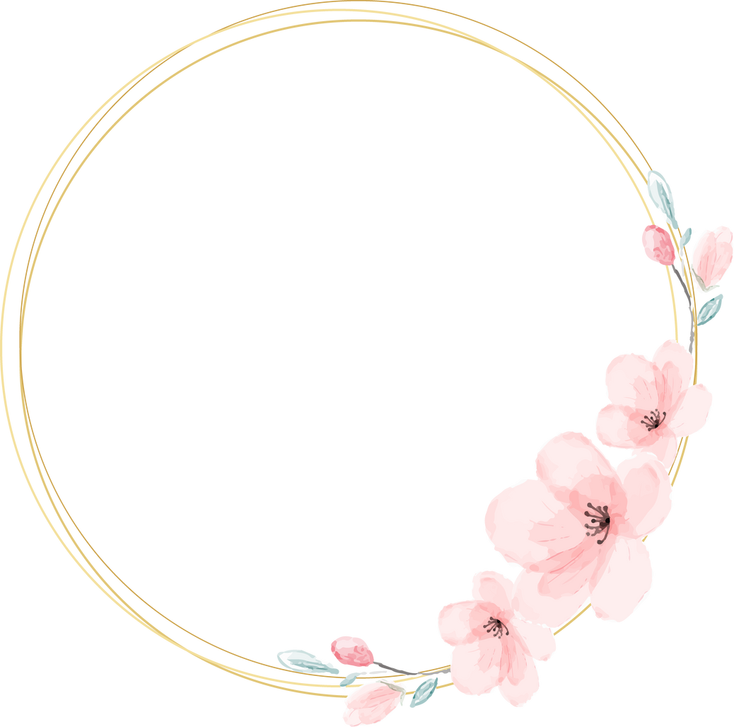 Watercolor Cherry Blossom Wreath 